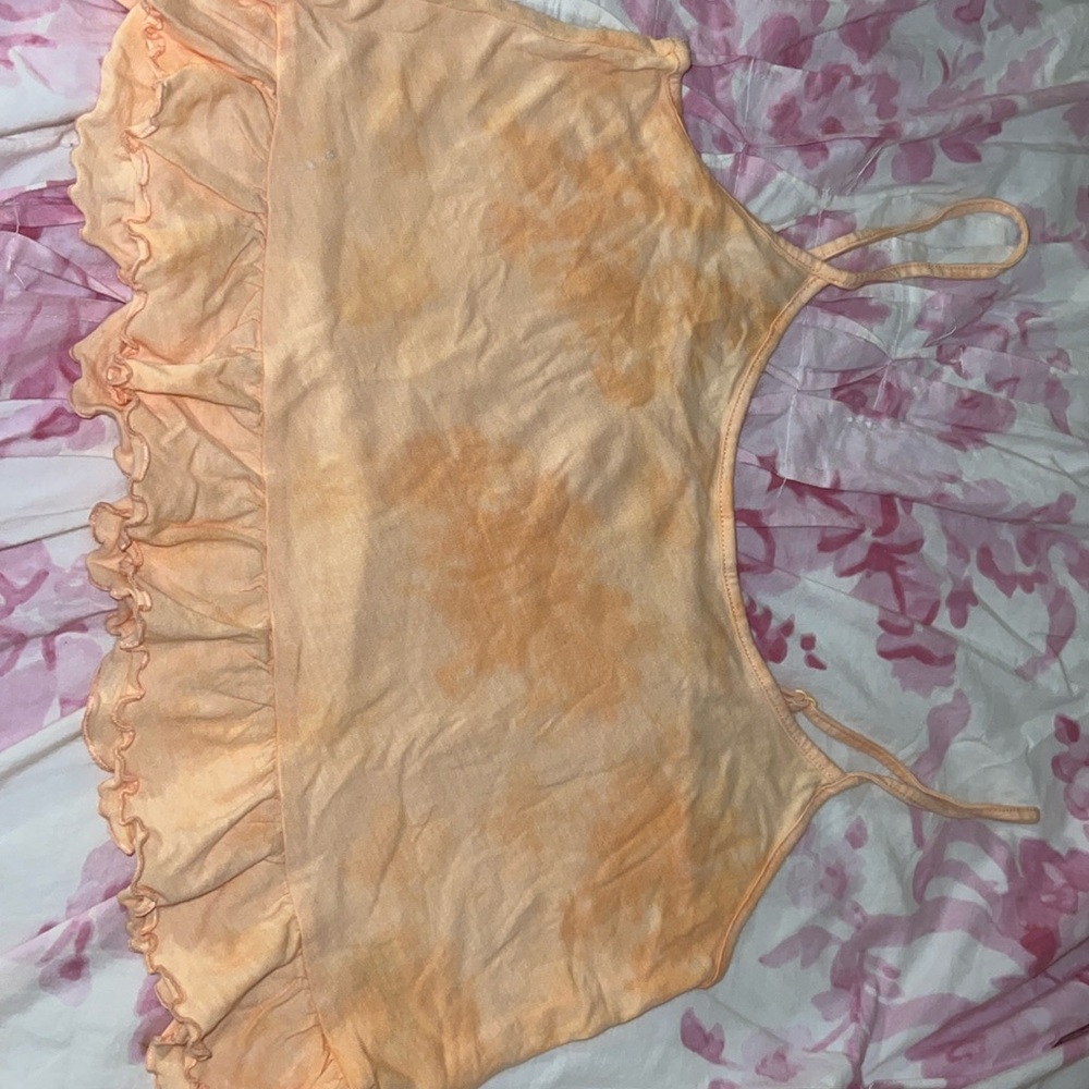 American Eagle Orange tie-dye ruffle tank